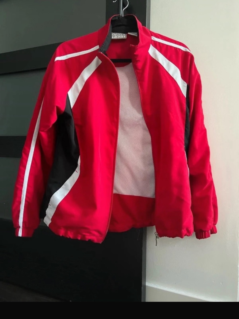 Red zip up windbreaker jacket- water proof